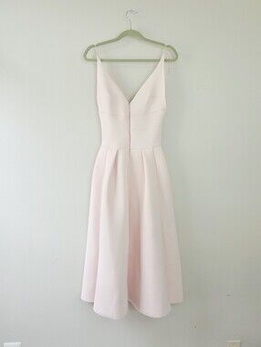 Muehleder Neoprene Baby Pink Pastel Pink Midi Flare Dress Large